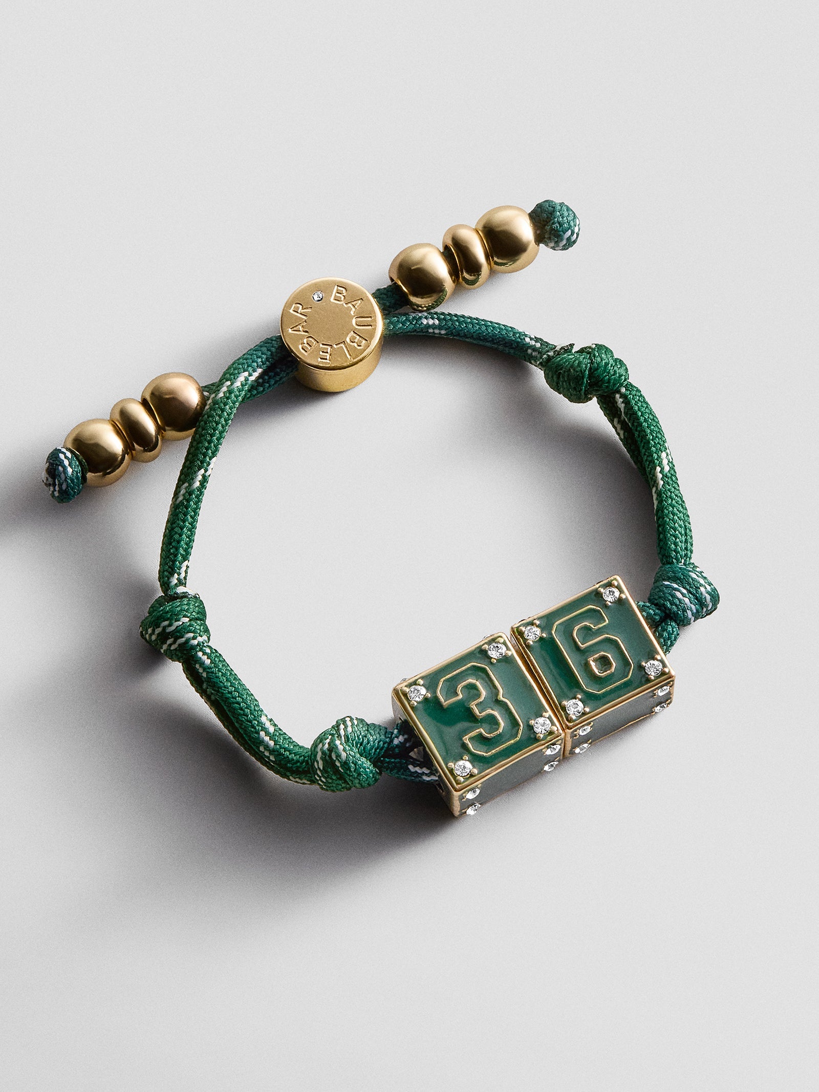 Block Party Varsity Number Custom Bracelet  - Dark Green Double Digit