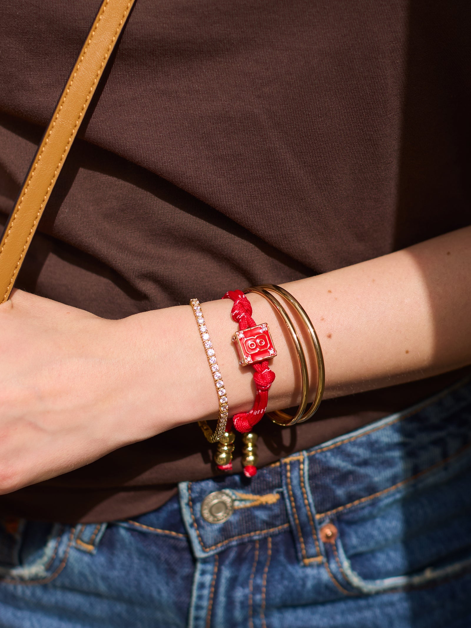 Block Party Varsity Number Custom Bracelet  - Cherry Red Single Digit