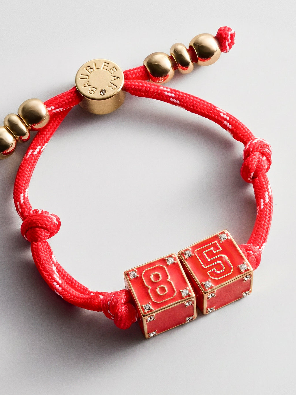 Block Party Varsity Number Custom Bracelet  - Cherry Red Double Digit