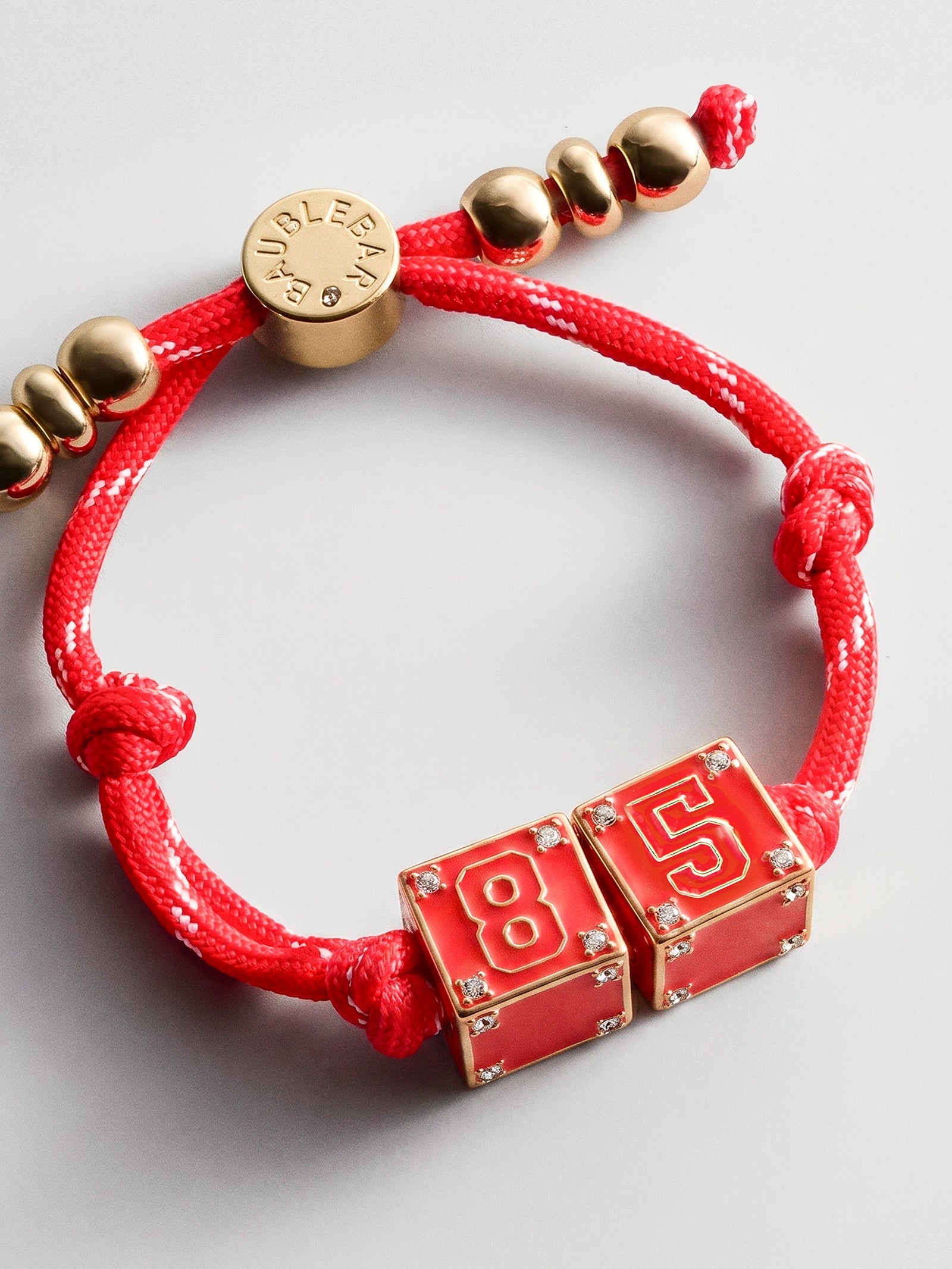 Block Party Varsity Number Custom Bracelet  - Cherry Red Double Digit