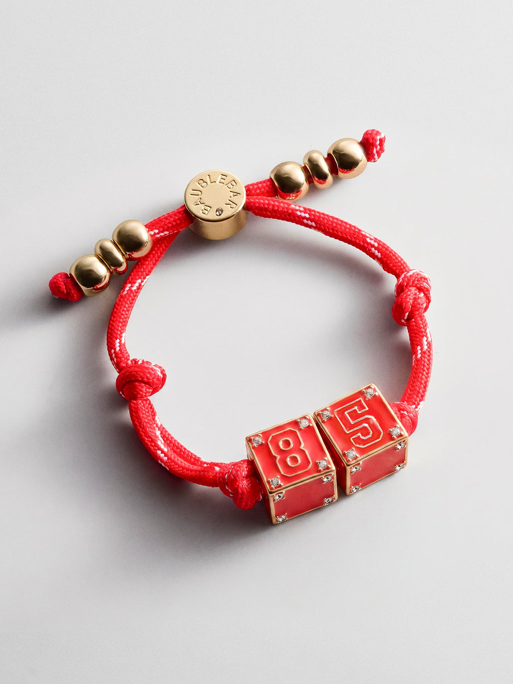 Block Party Varsity Number Custom Bracelet  - Cherry Red Double Digit