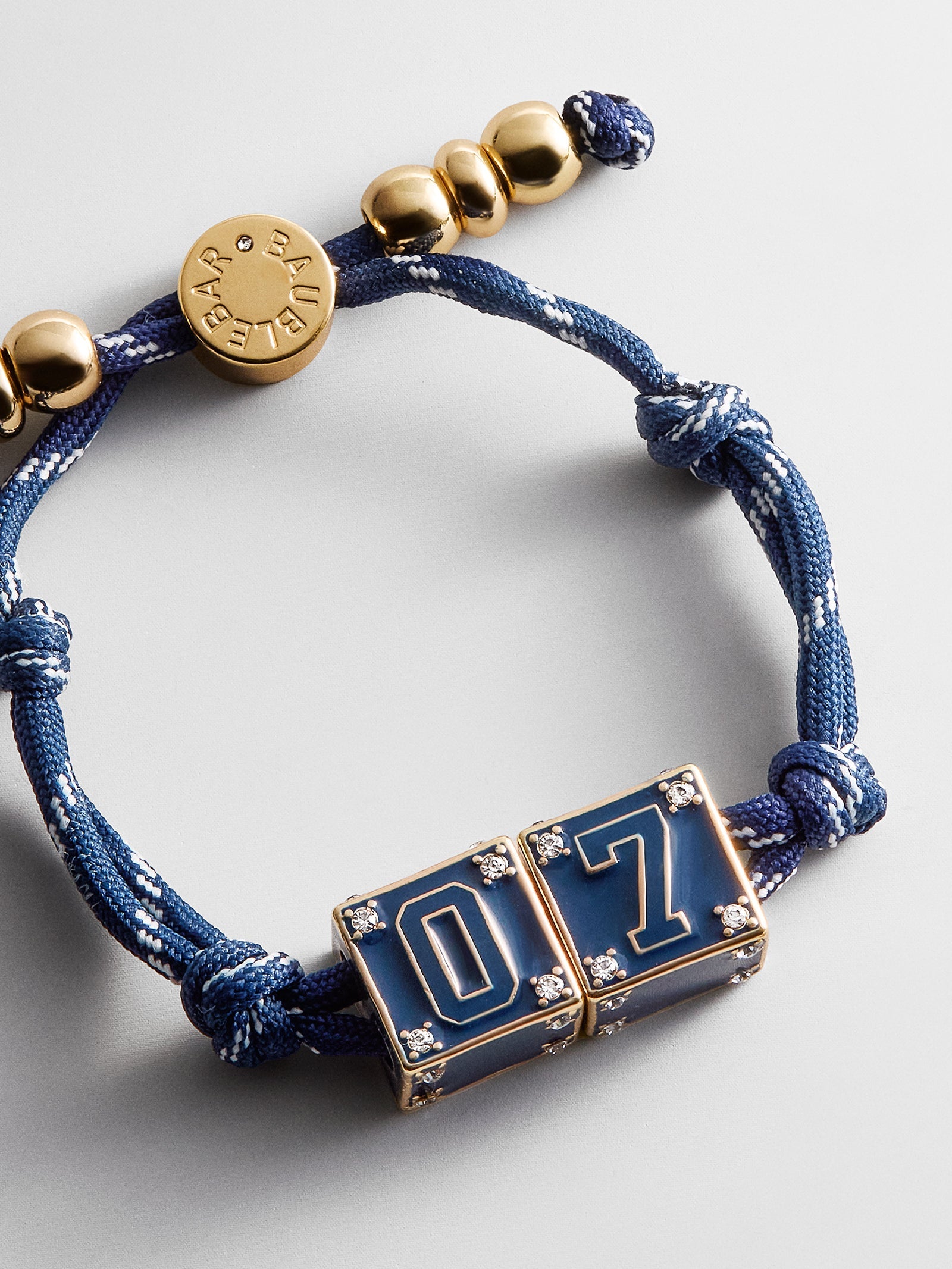 Block Party Varsity Number Custom Bracelet  - Navy Double Digit