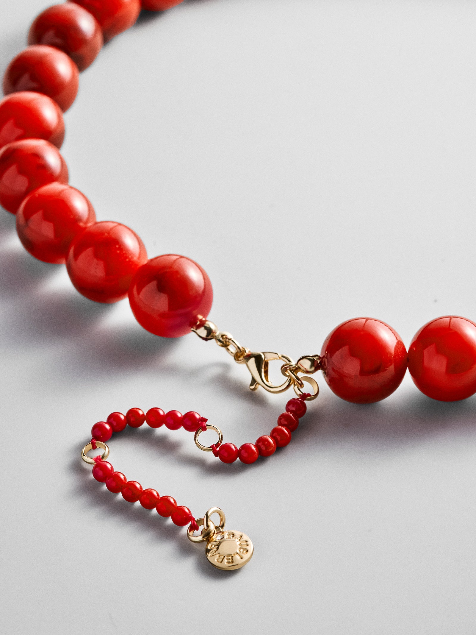 Mini Jane Beaded Necklace - Red Jasper