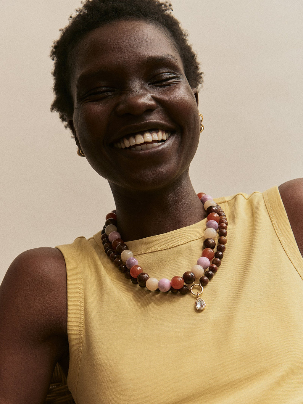 Mini Jane Beaded Necklace - Brown Multi Bead
