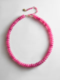 Joyce Semi-Precious Beaded Necklace - Fuchsia Agate Bead