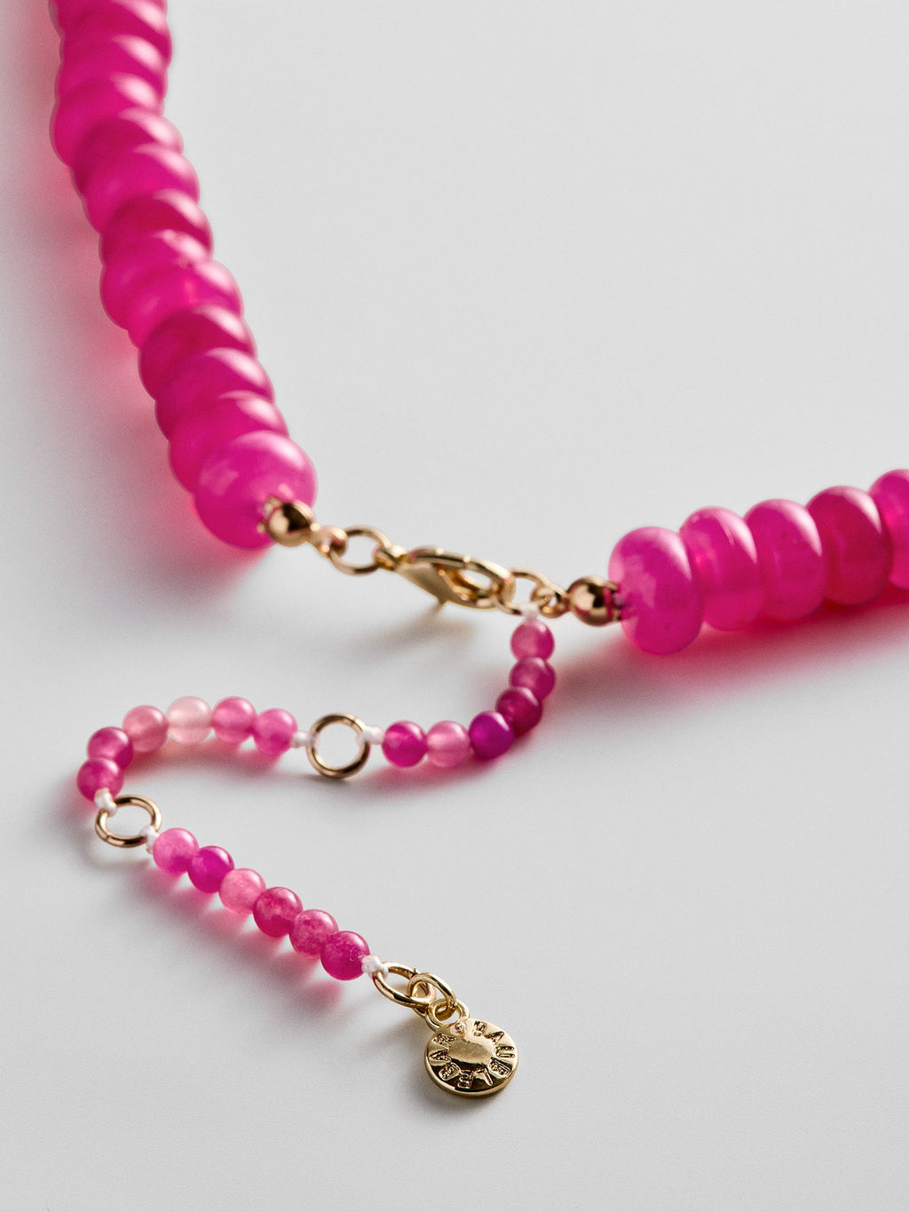 Joyce Semi-Precious Beaded Necklace - Fuchsia Agate Bead