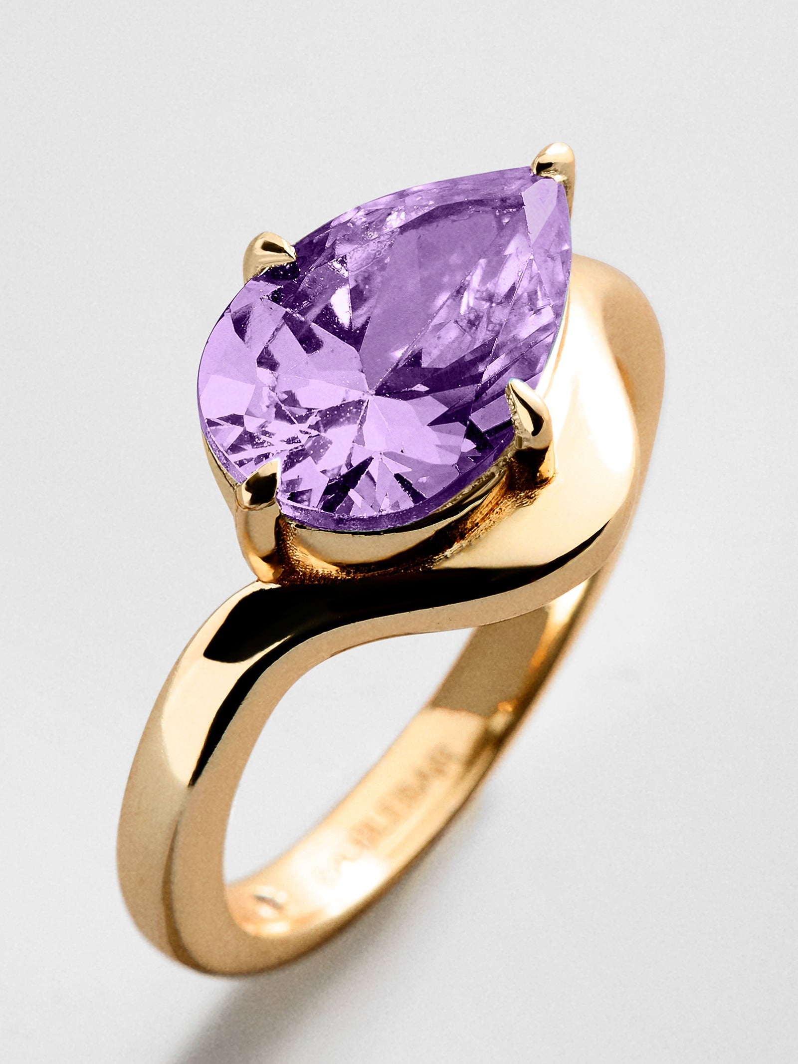 Wavy Custom Birthstone Ring - Gold