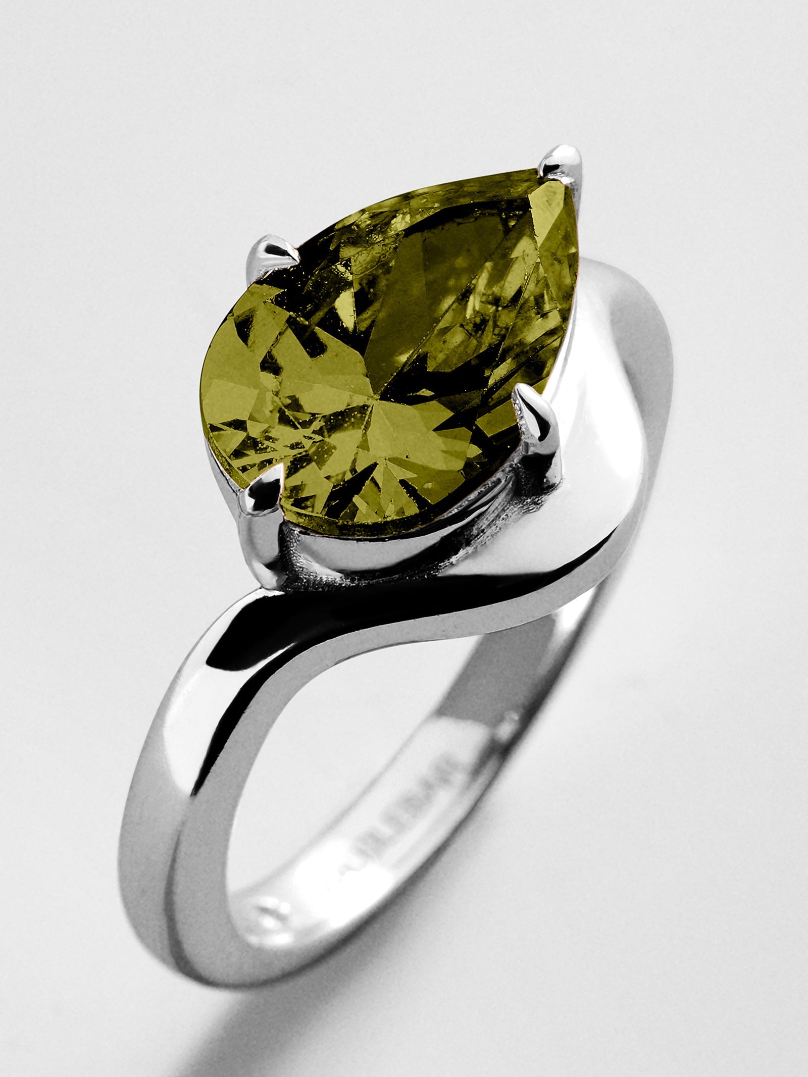 Wavy Custom Birthstone Ring - Silver