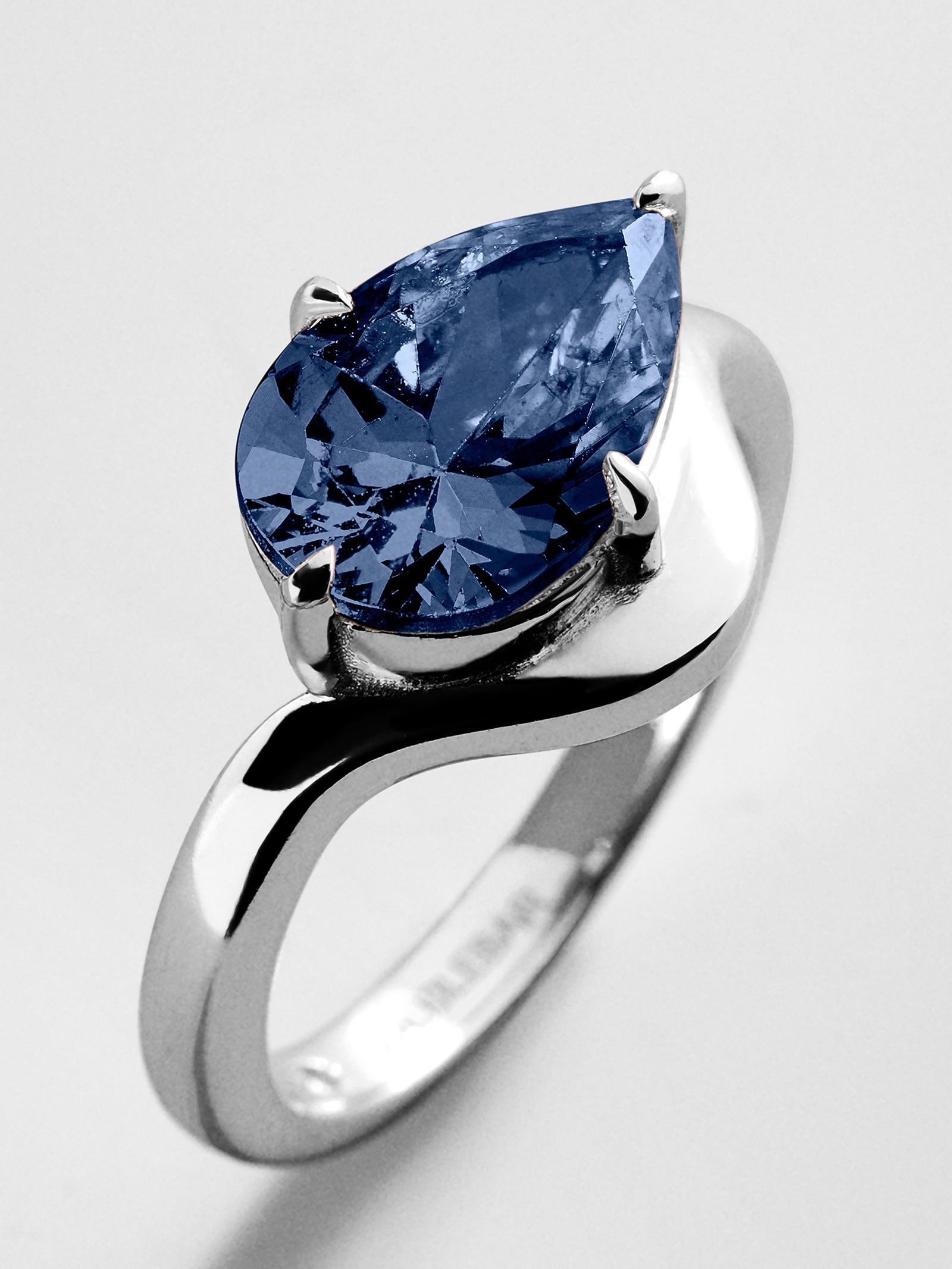 Wavy Custom Birthstone Ring - Silver