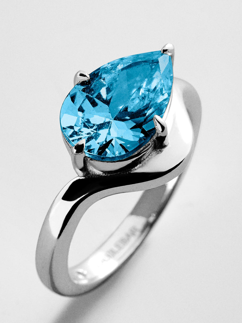 Wavy Custom Birthstone Ring - Silver