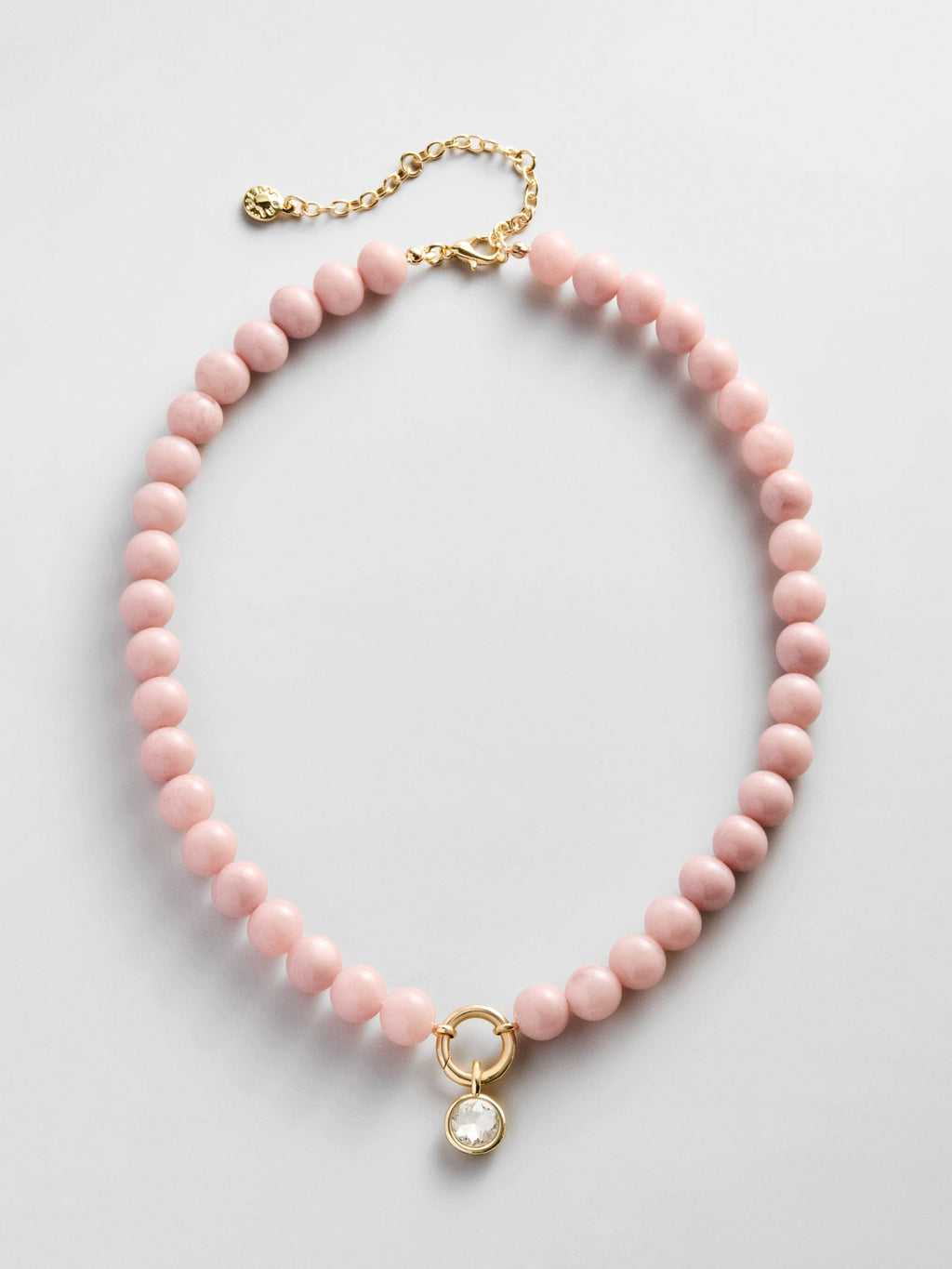 Janette Beaded Ring Necklace - Light Pink Bead