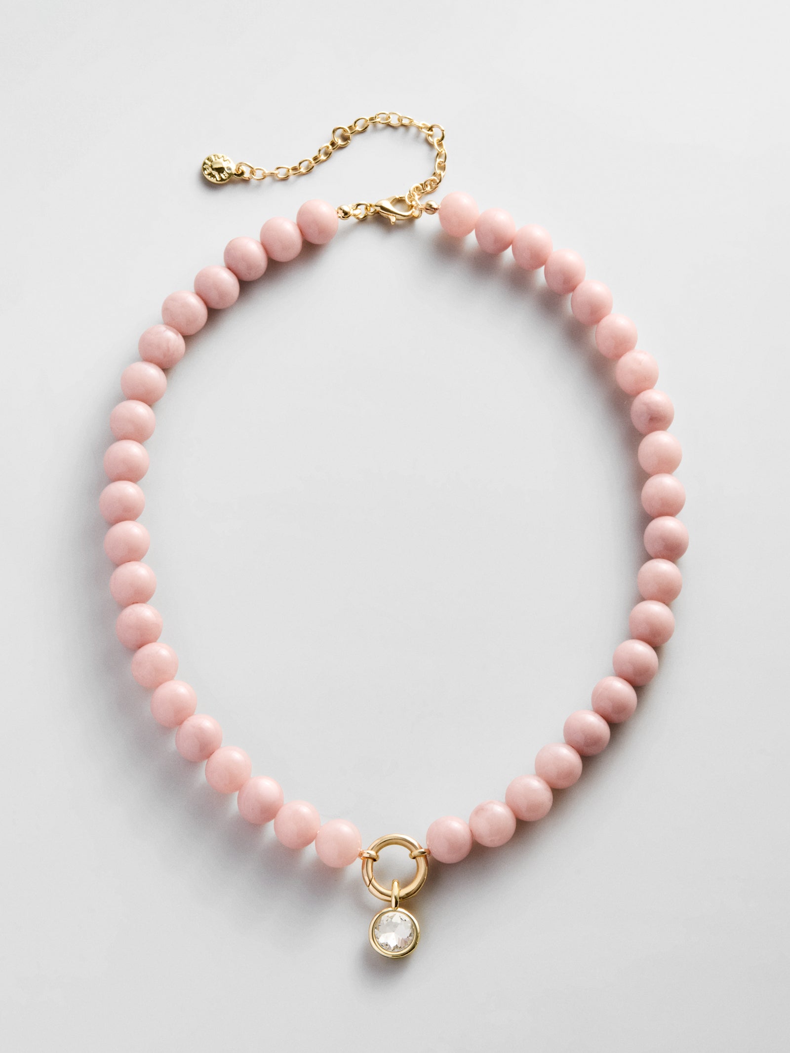 Janette Beaded Ring Necklace - Light Pink Bead