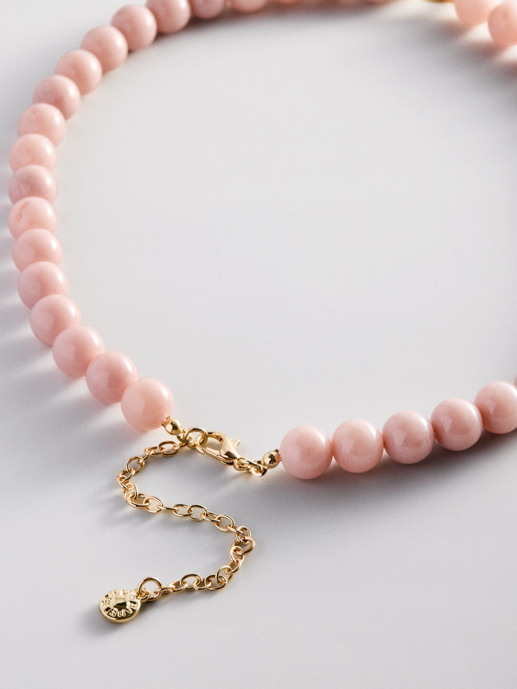 Janette Beaded Ring Necklace - Light Pink Bead