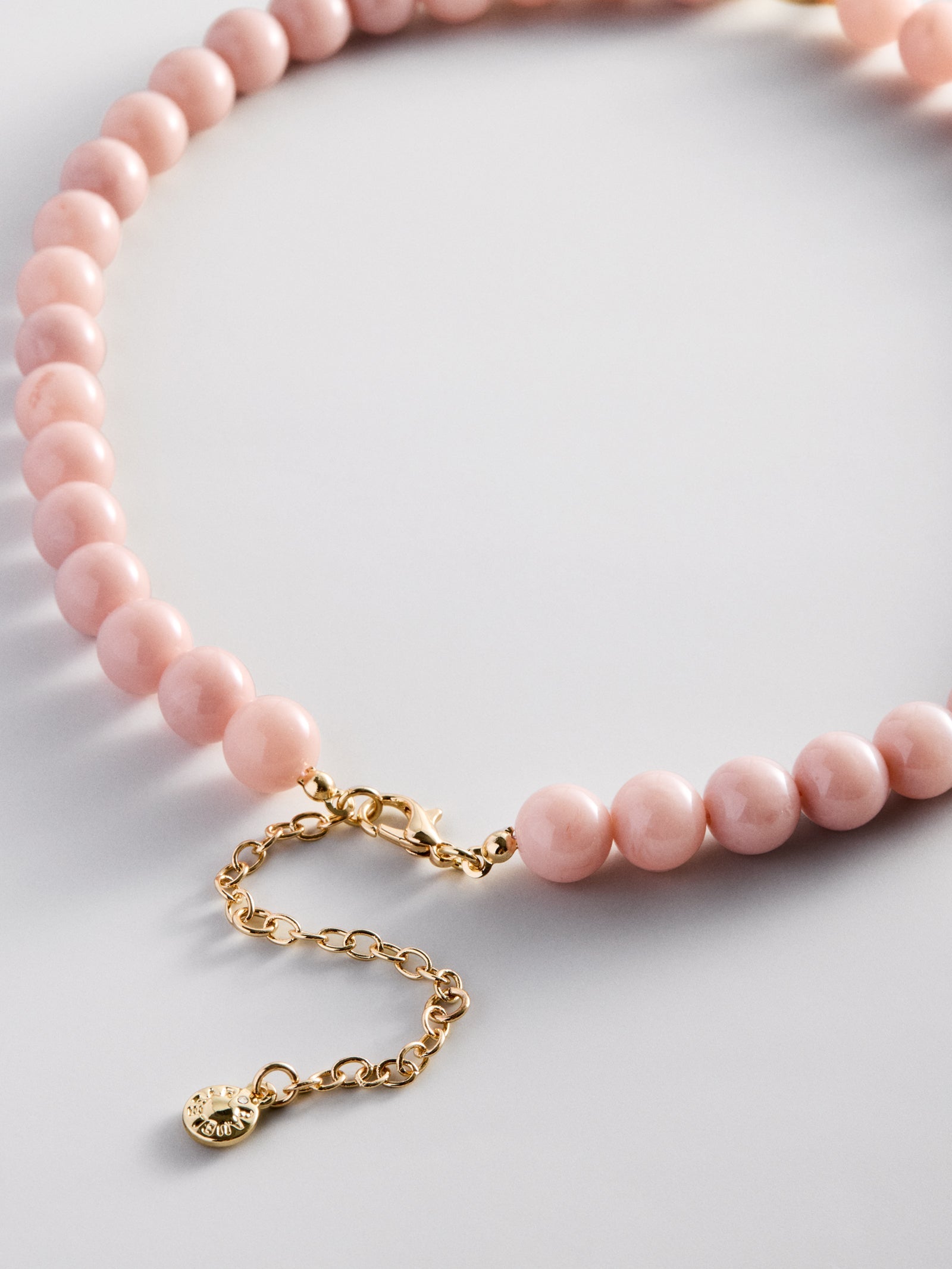 Janette Beaded Ring Necklace - Light Pink Bead