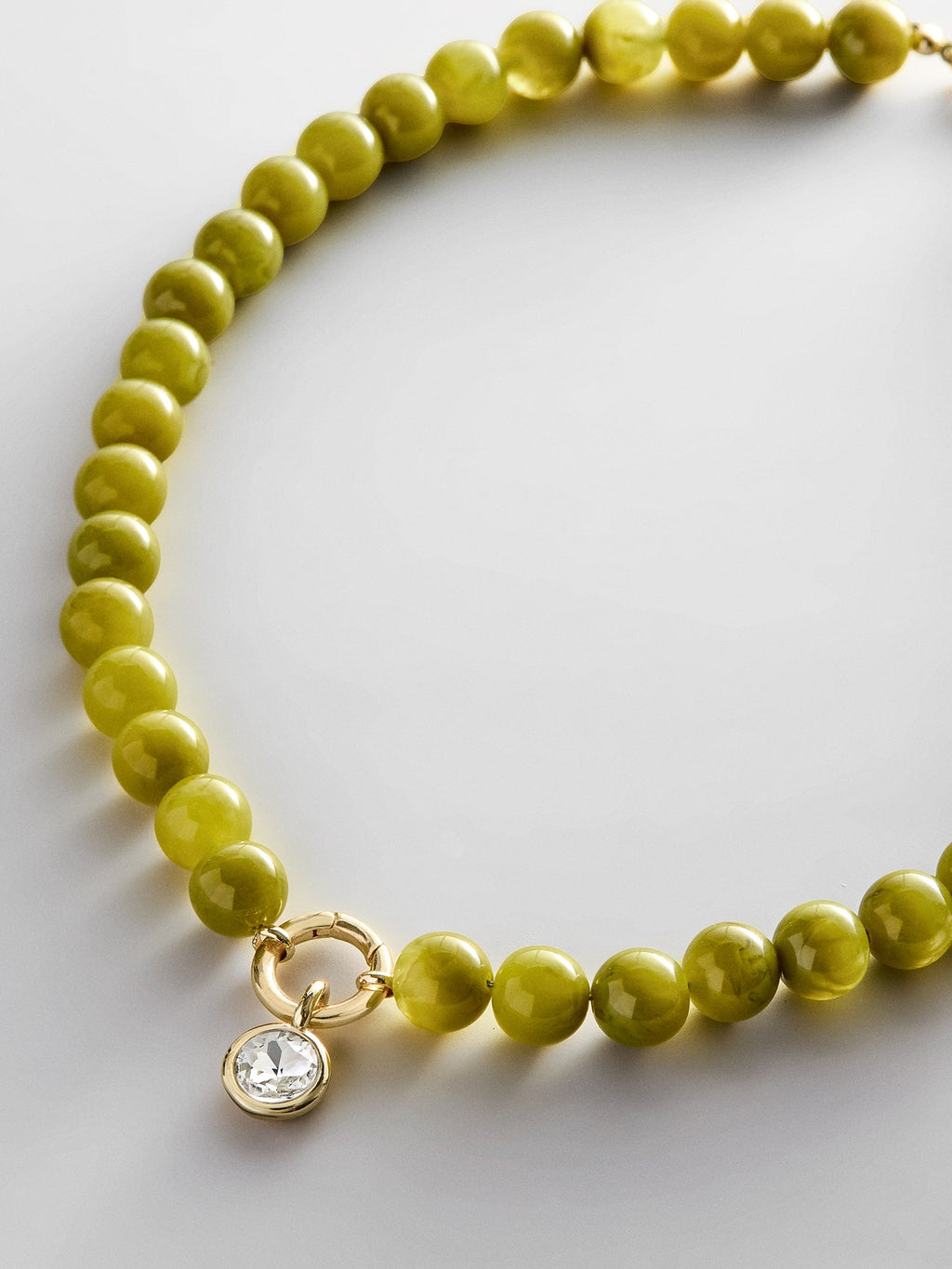Janette Beaded Ring Necklace - Olive