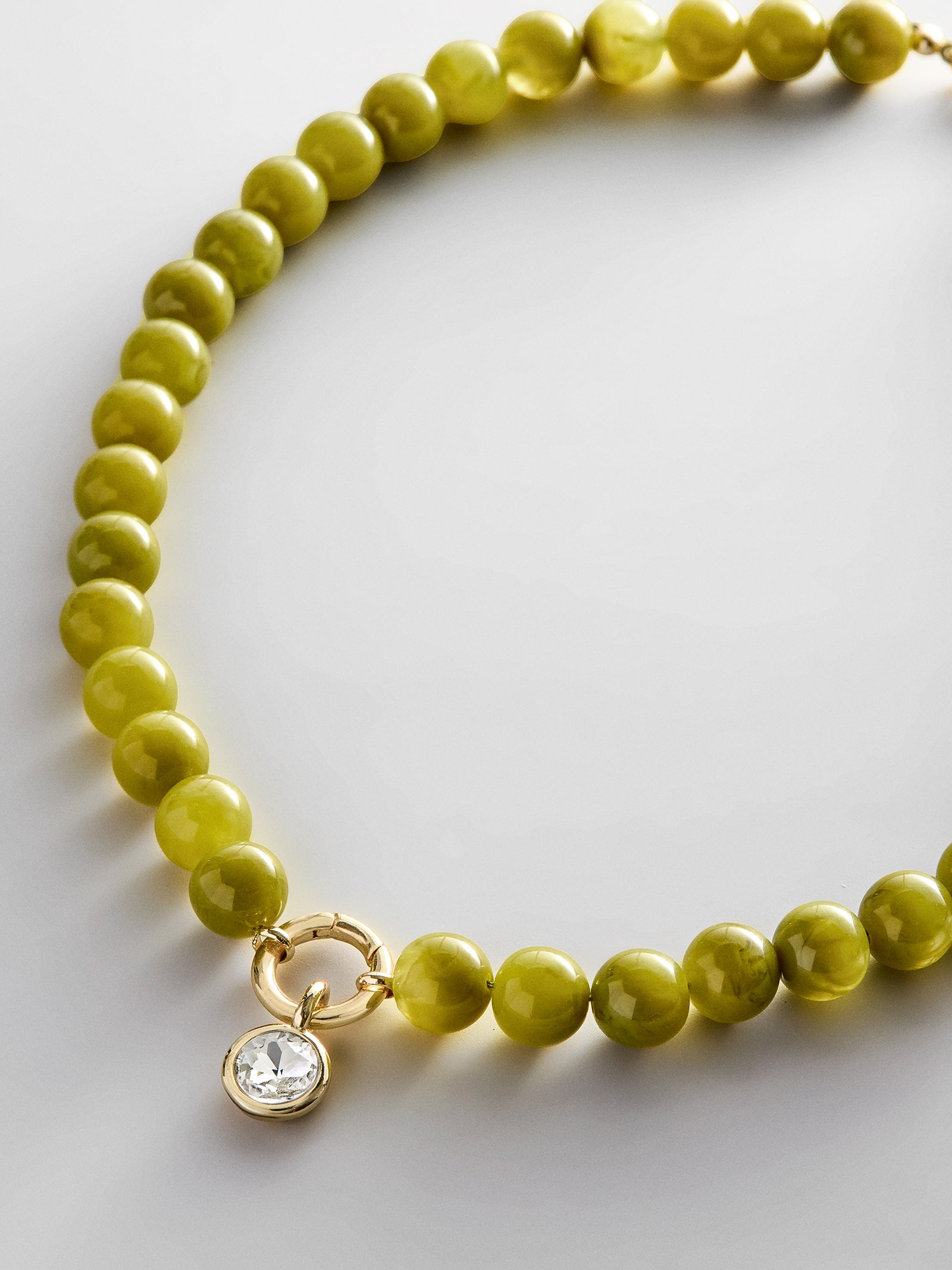 Janette Beaded Ring Necklace - Olive