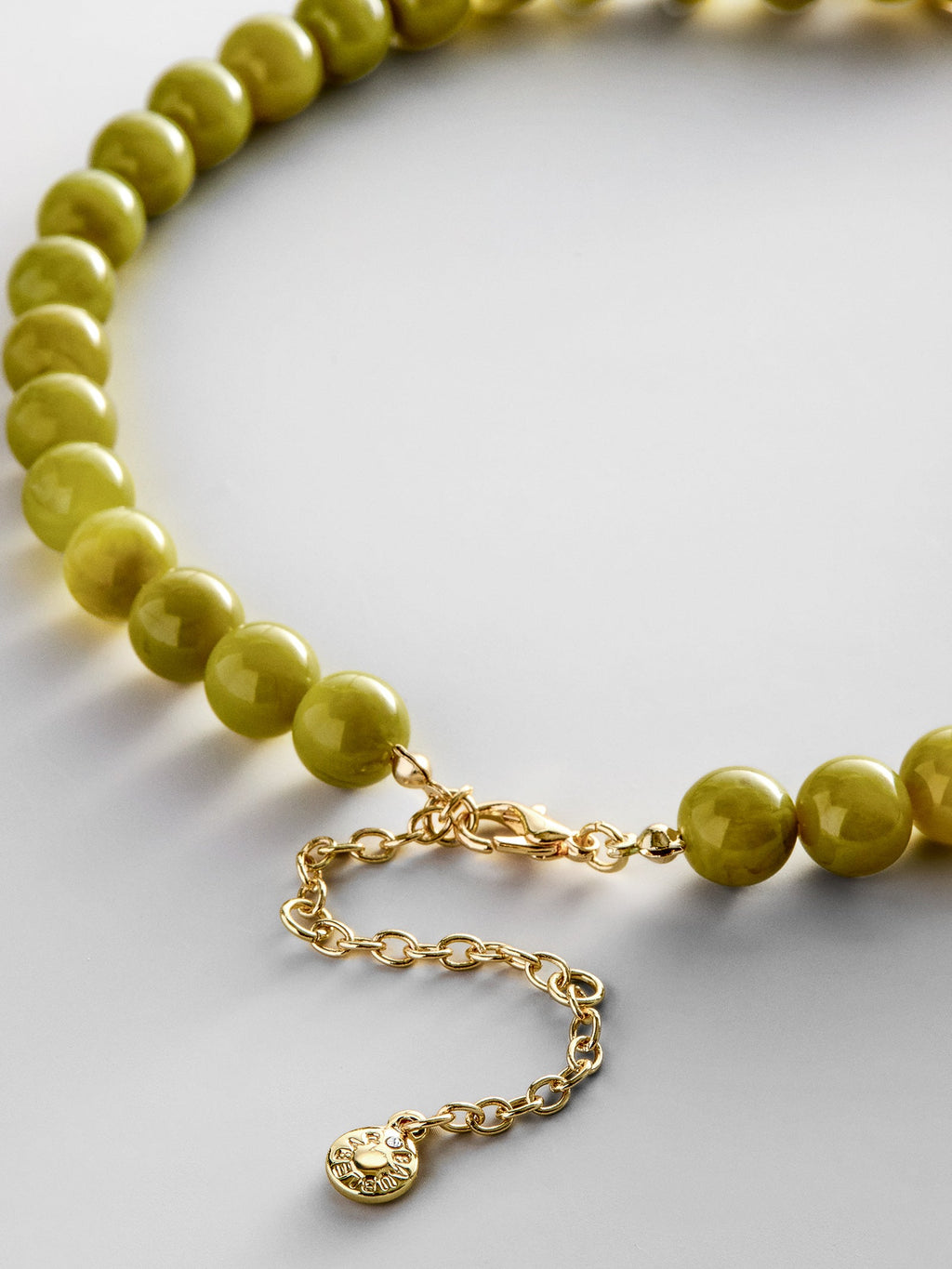Janette Beaded Ring Necklace - Olive