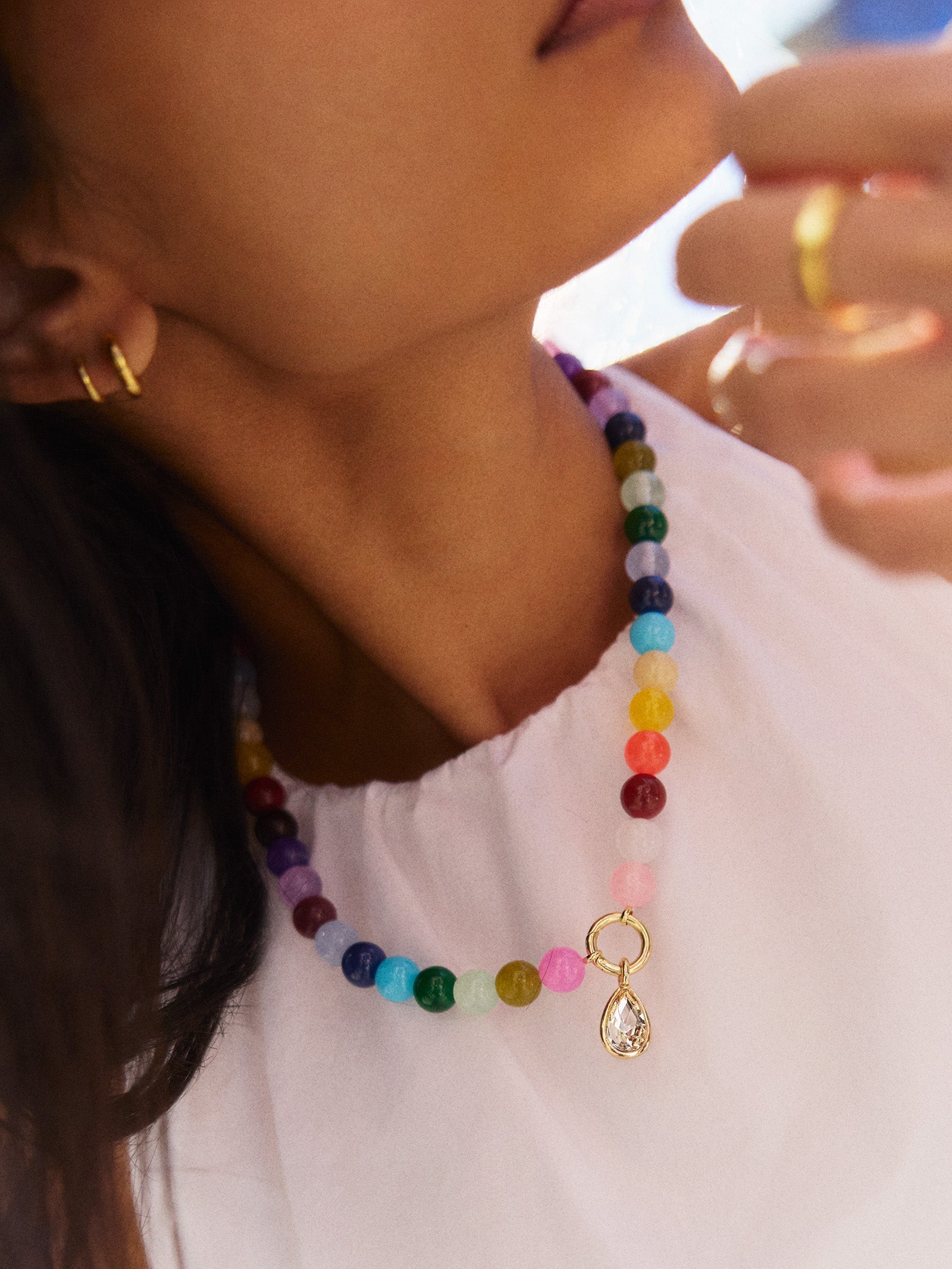 Janette Beaded Ring Necklace - Multi Bead