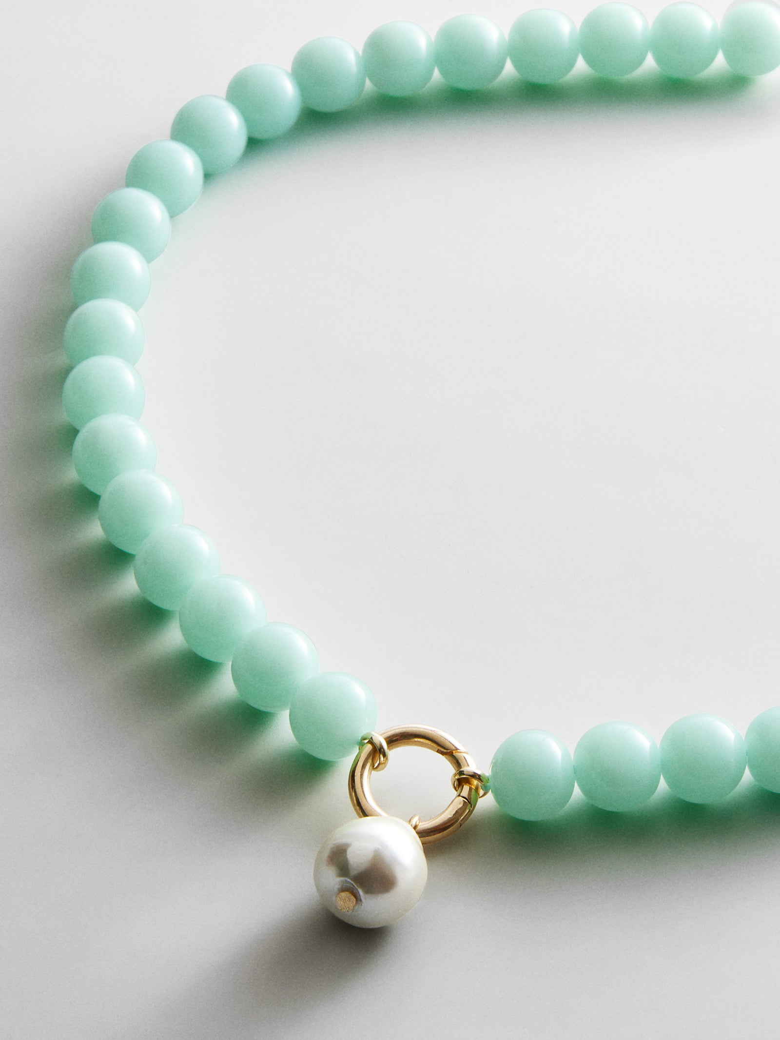 Janette Beaded Ring Necklace - Aqua