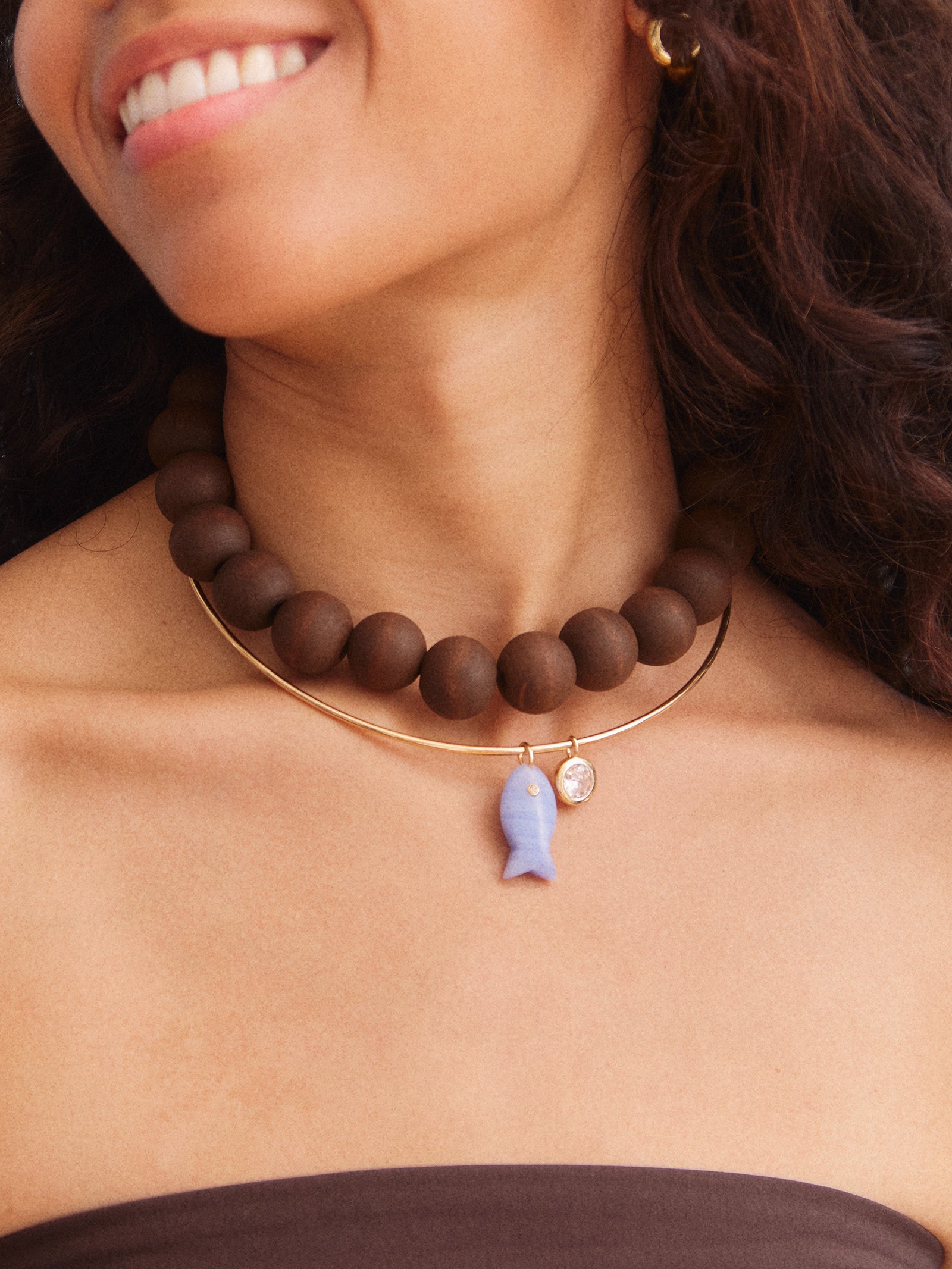 Jane Beaded Necklace - Wood