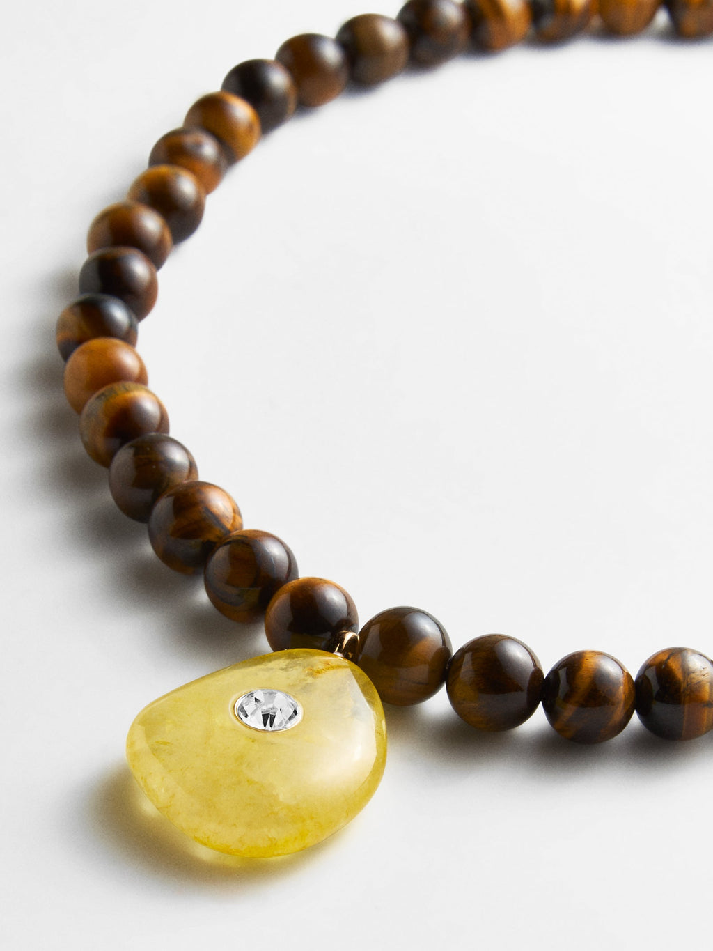 Jamie Semi-Precious Beaded Necklace - Tiger's Eye/Citrine