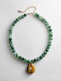 Jamie Semi-Precious Beaded Necklace - Green Jade/Tiger's Eye