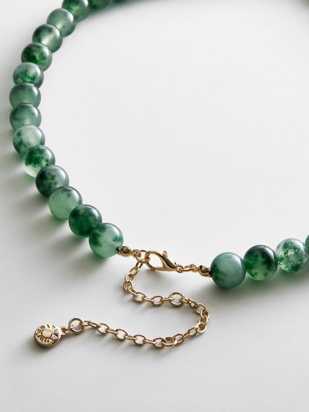 Jamie Semi-Precious Beaded Necklace - Green Jade/Tiger's Eye