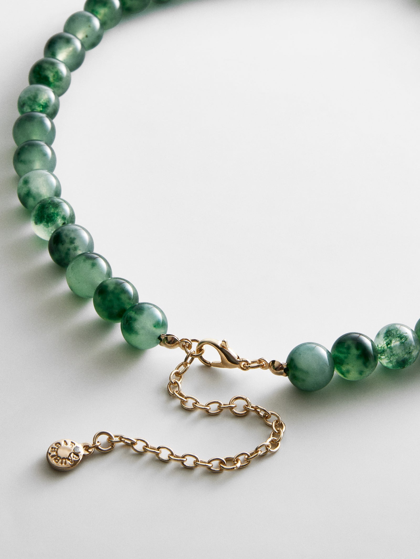 Jamie Semi-Precious Beaded Necklace - Green Jade/Tiger's Eye