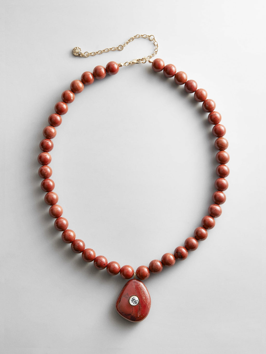 Jamie Semi-Precious Beaded Necklace - Red Jasper/Red Jasper