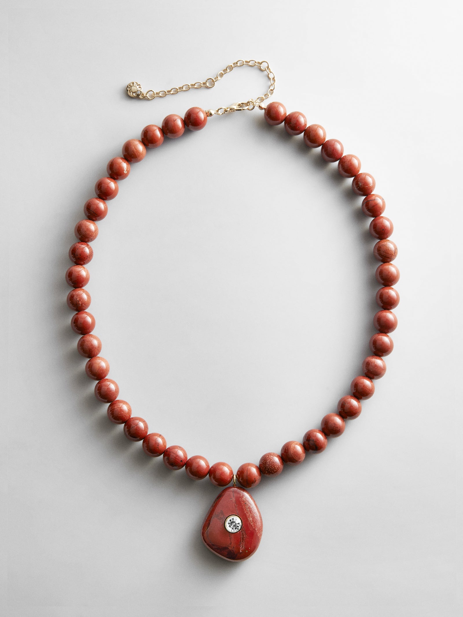 Jamie Semi-Precious Beaded Necklace - Red Jasper/Red Jasper