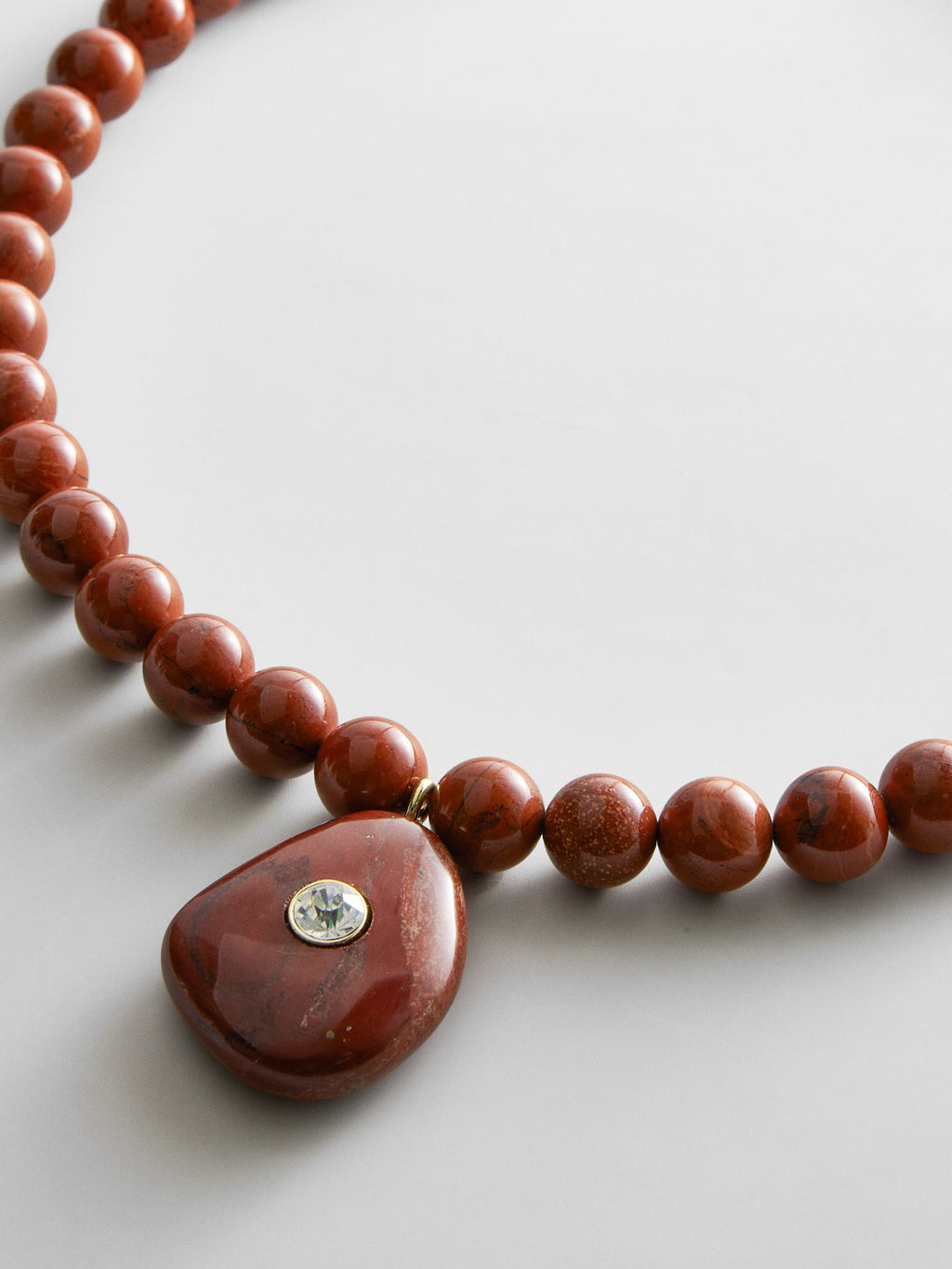 Jamie Semi-Precious Beaded Necklace - Red Jasper/Red Jasper