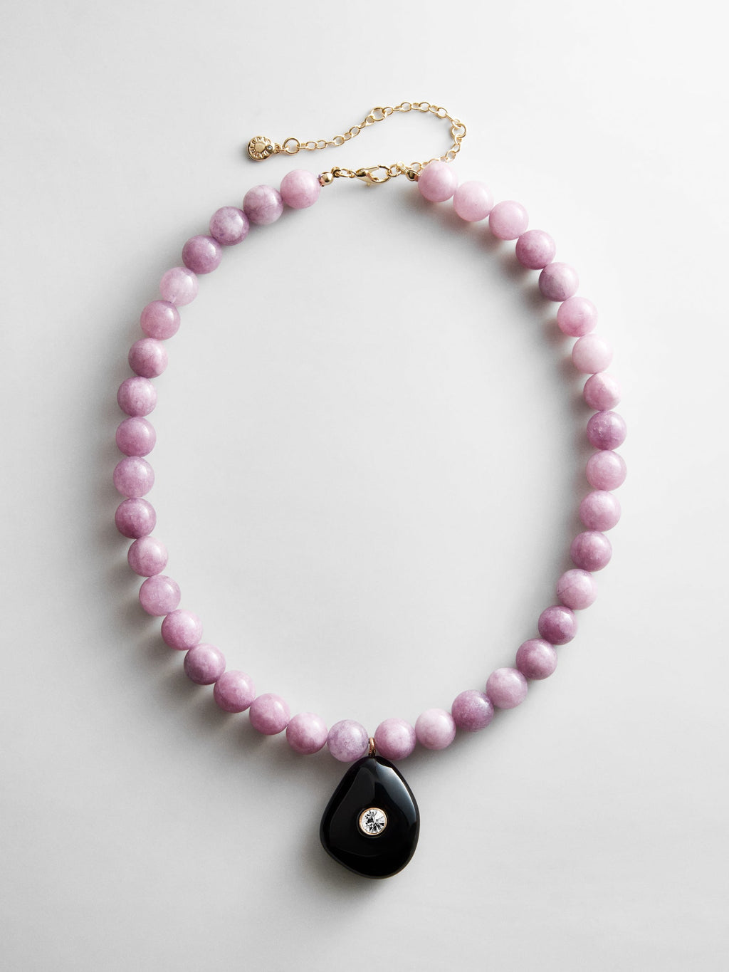 Jamie Semi-Precious Beaded Necklace - Light Amethyst/Black Hypersthene