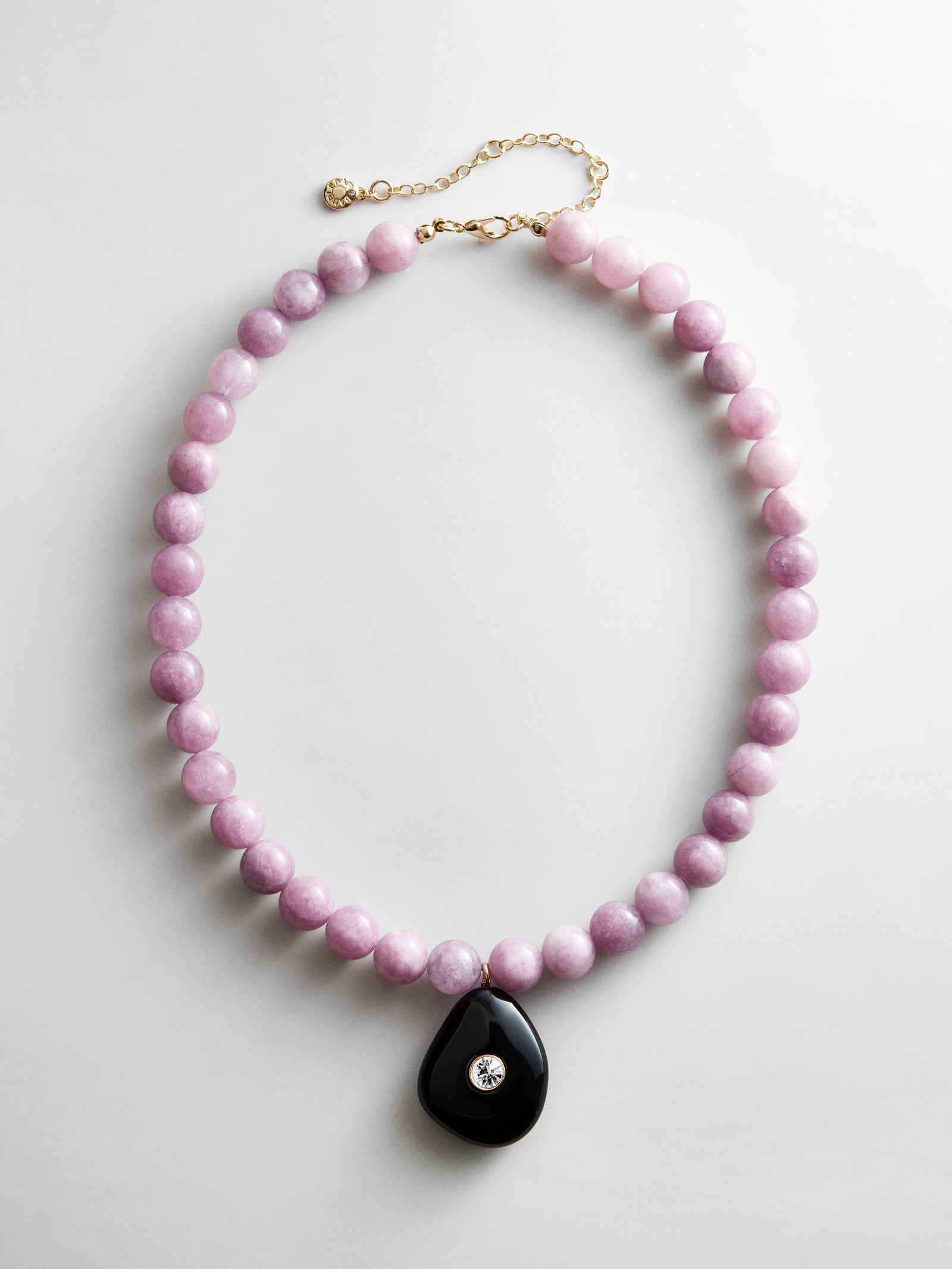 Jamie Semi-Precious Beaded Necklace - Light Amethyst/Black Hypersthene