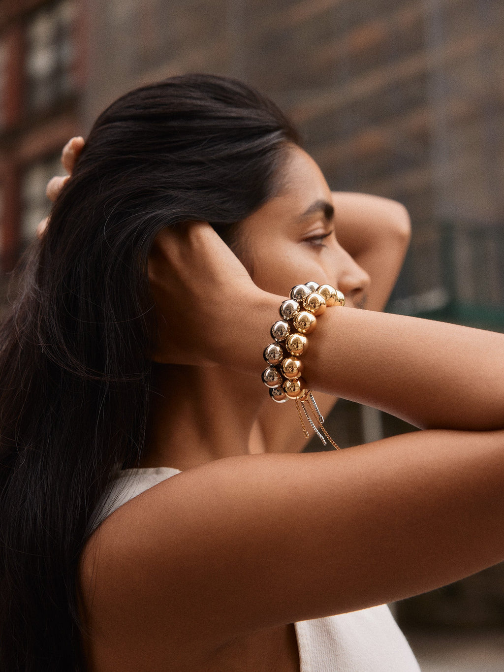 Jane Beaded Bracelet - Silver