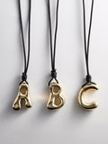Cord Initial Necklace - Gold