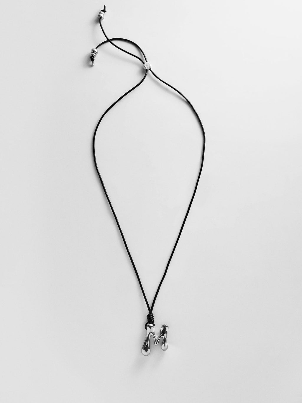 Cord Initial Necklace - Silver