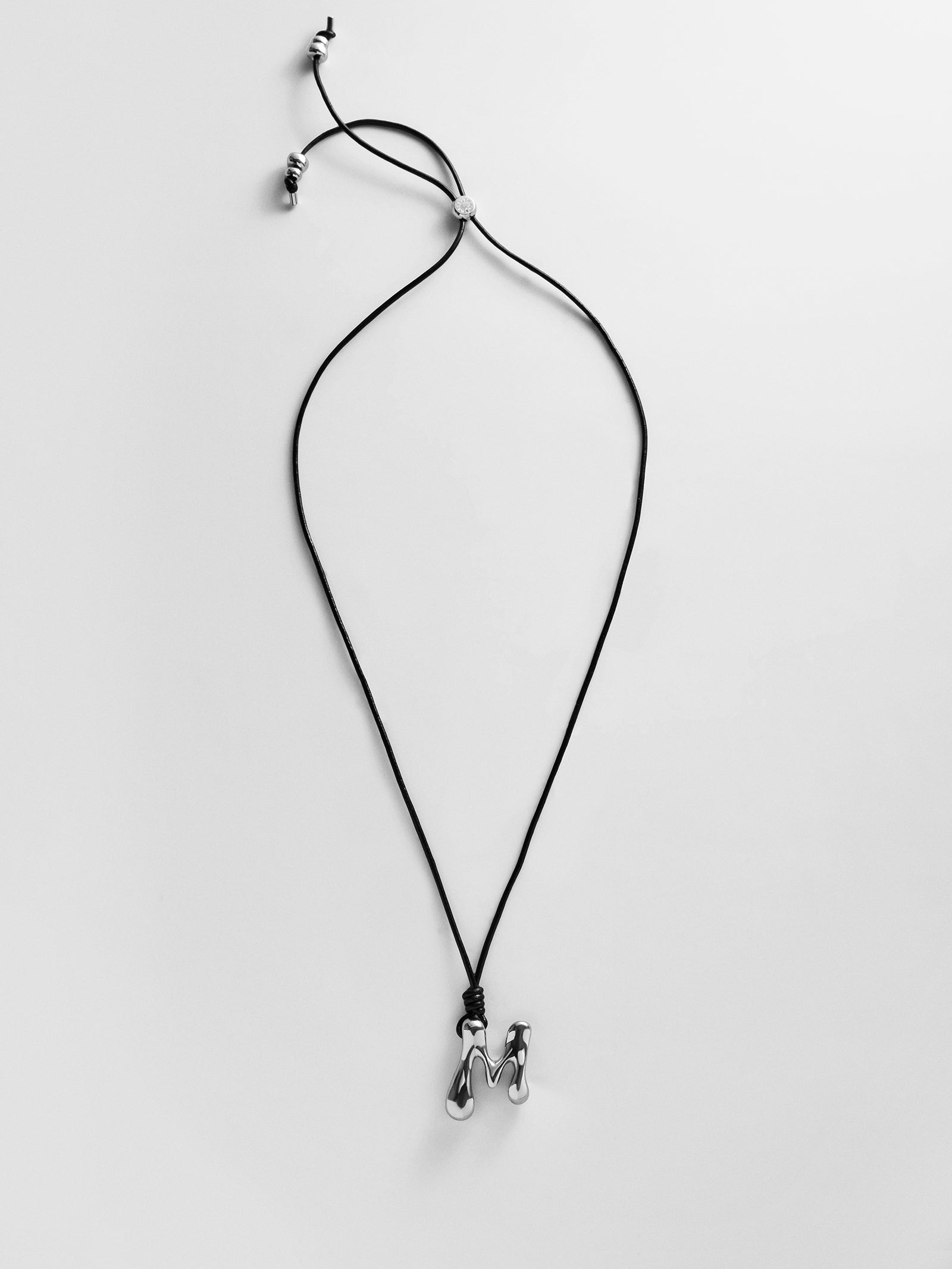 Cord Initial Necklace - Silver