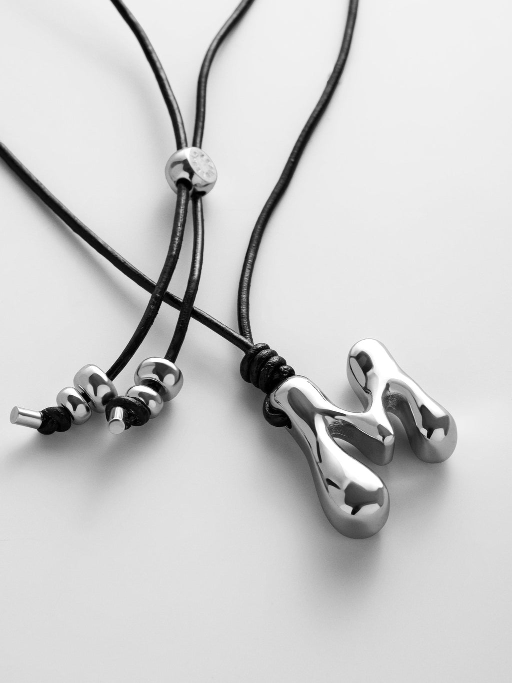 Cord Initial Necklace - Silver