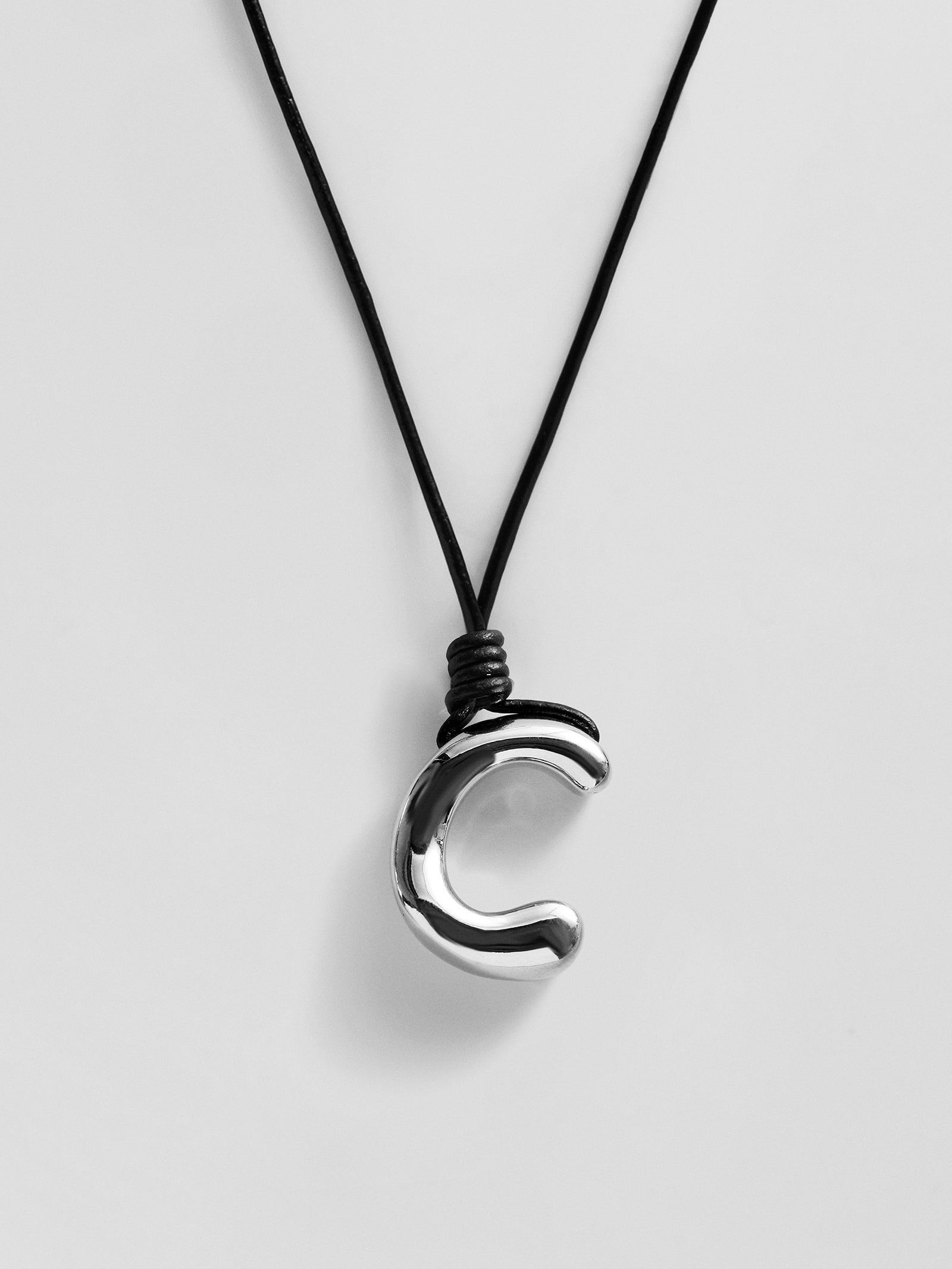 Cord Initial Necklace - Silver