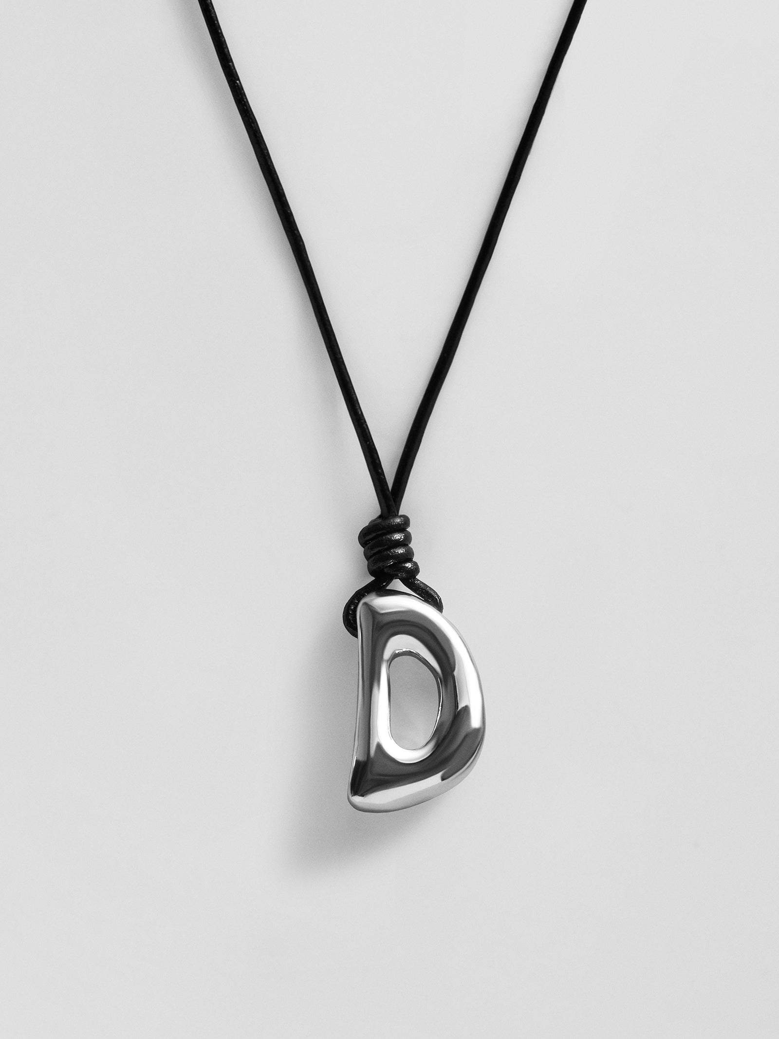 Cord Initial Necklace - Silver