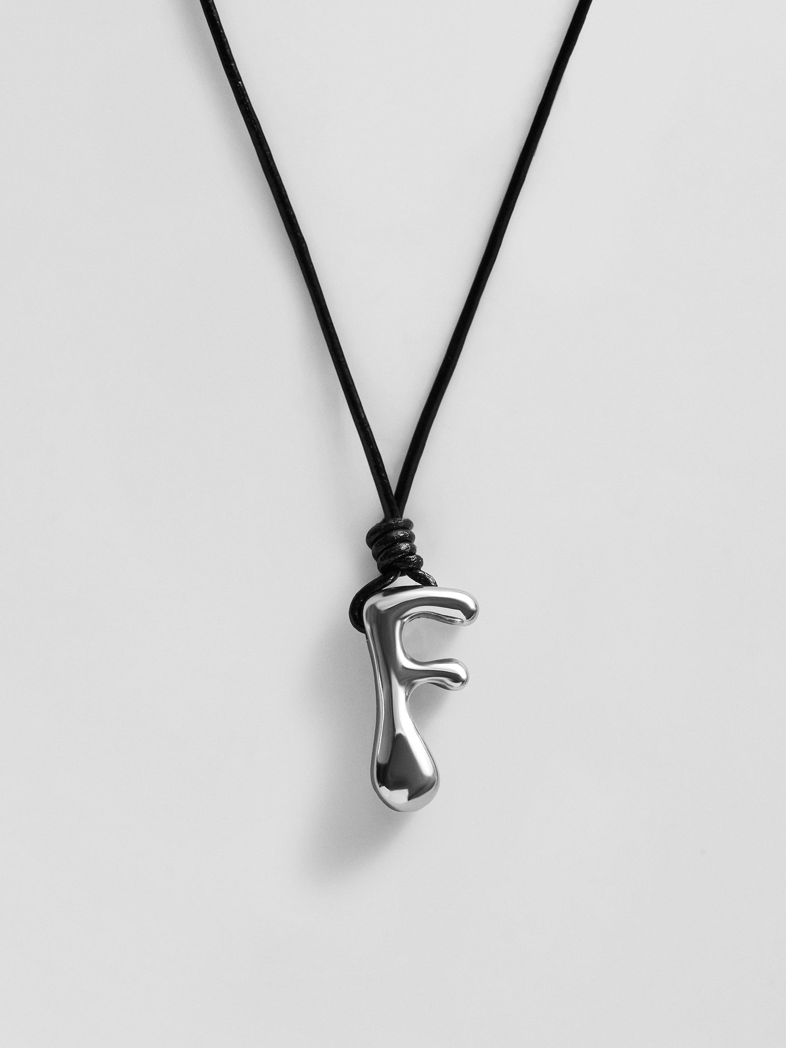 Cord Initial Necklace - Silver