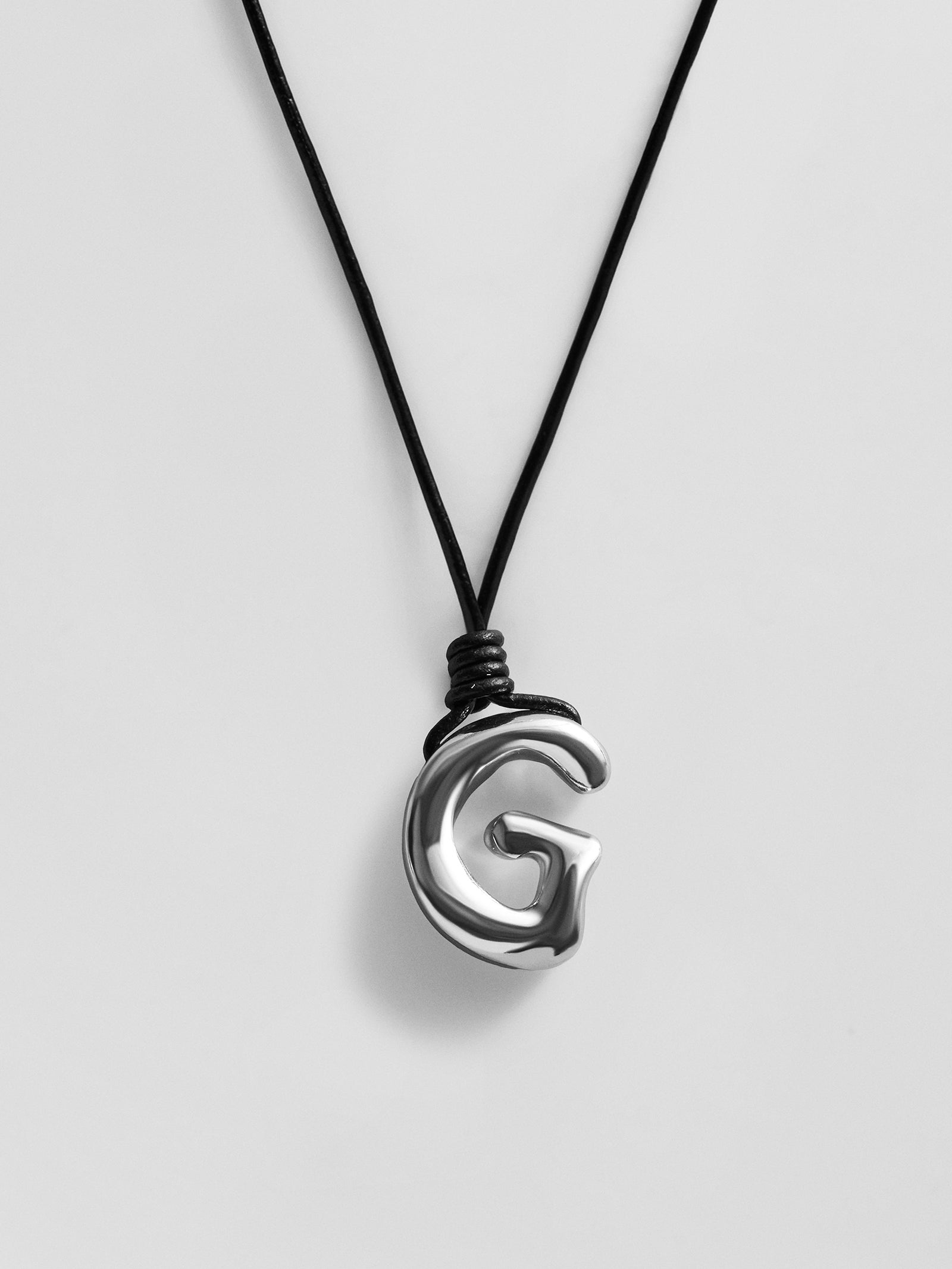 Cord Initial Necklace - Silver
