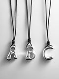 Cord Initial Necklace - Silver