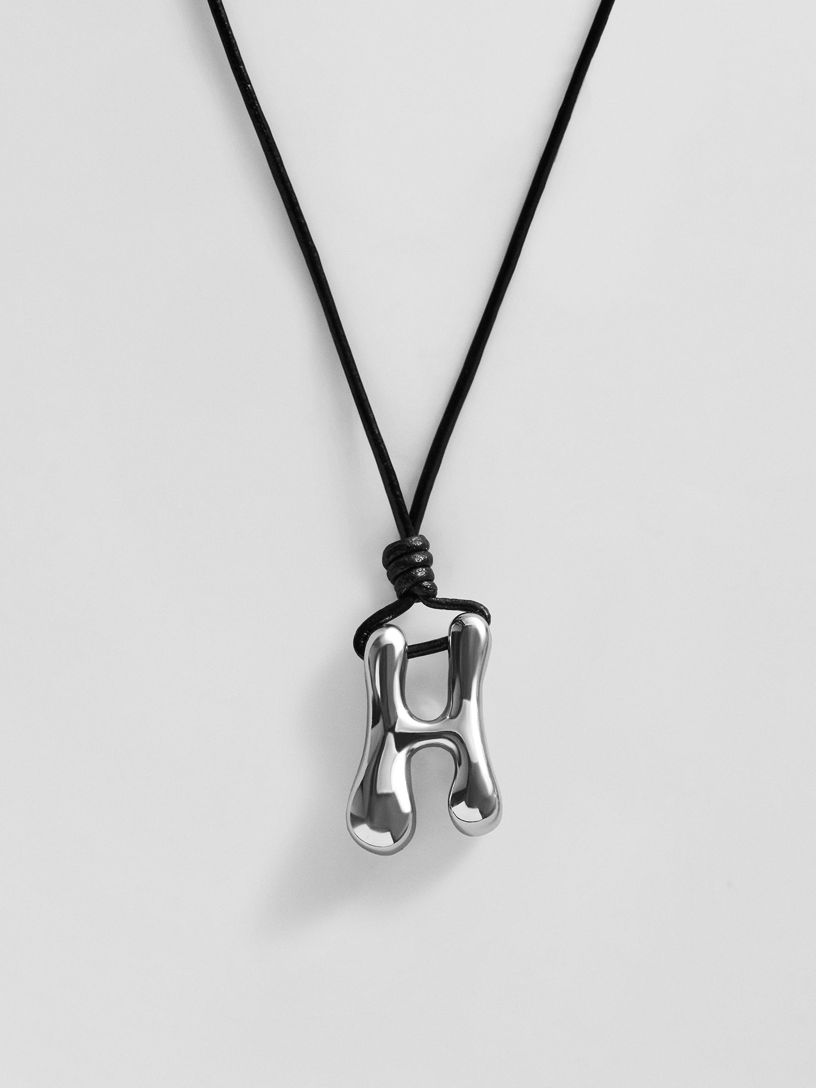 Cord Initial Necklace - Silver