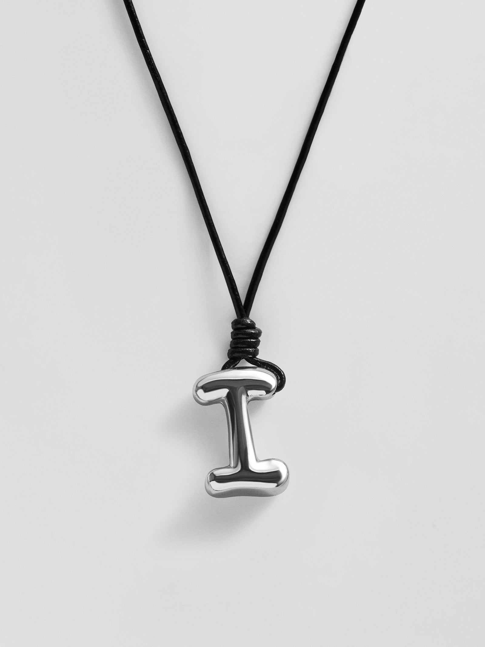 Cord Initial Necklace - Silver