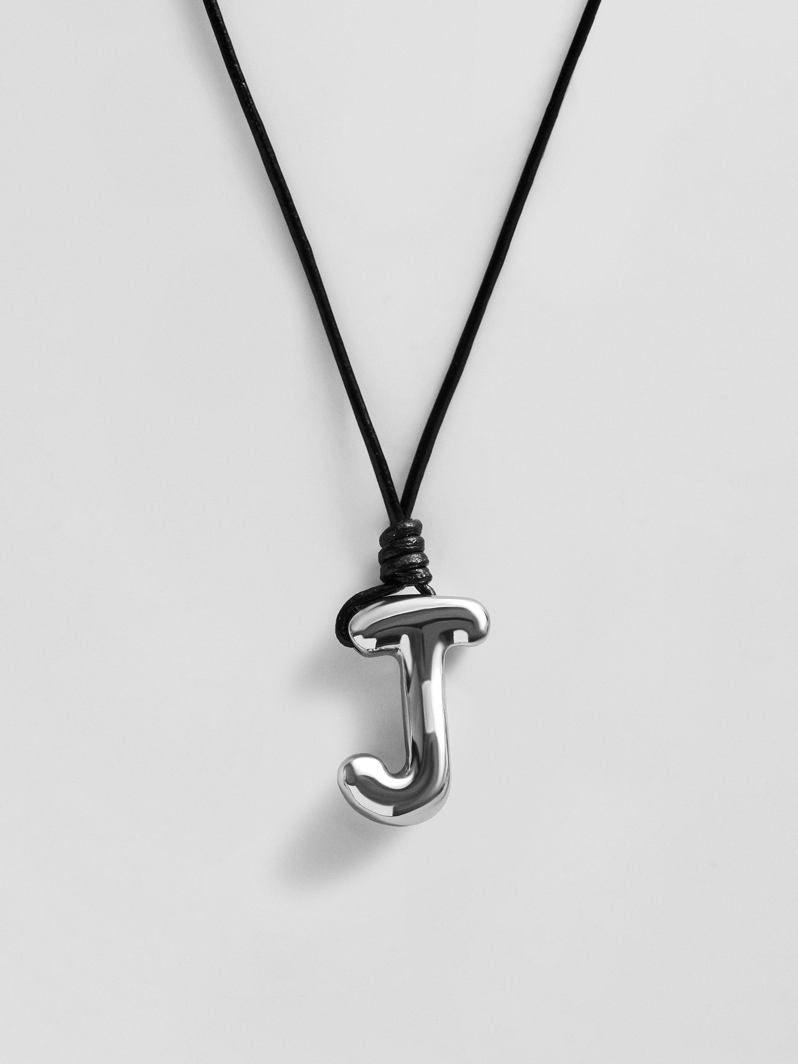 Cord Initial Necklace - Silver
