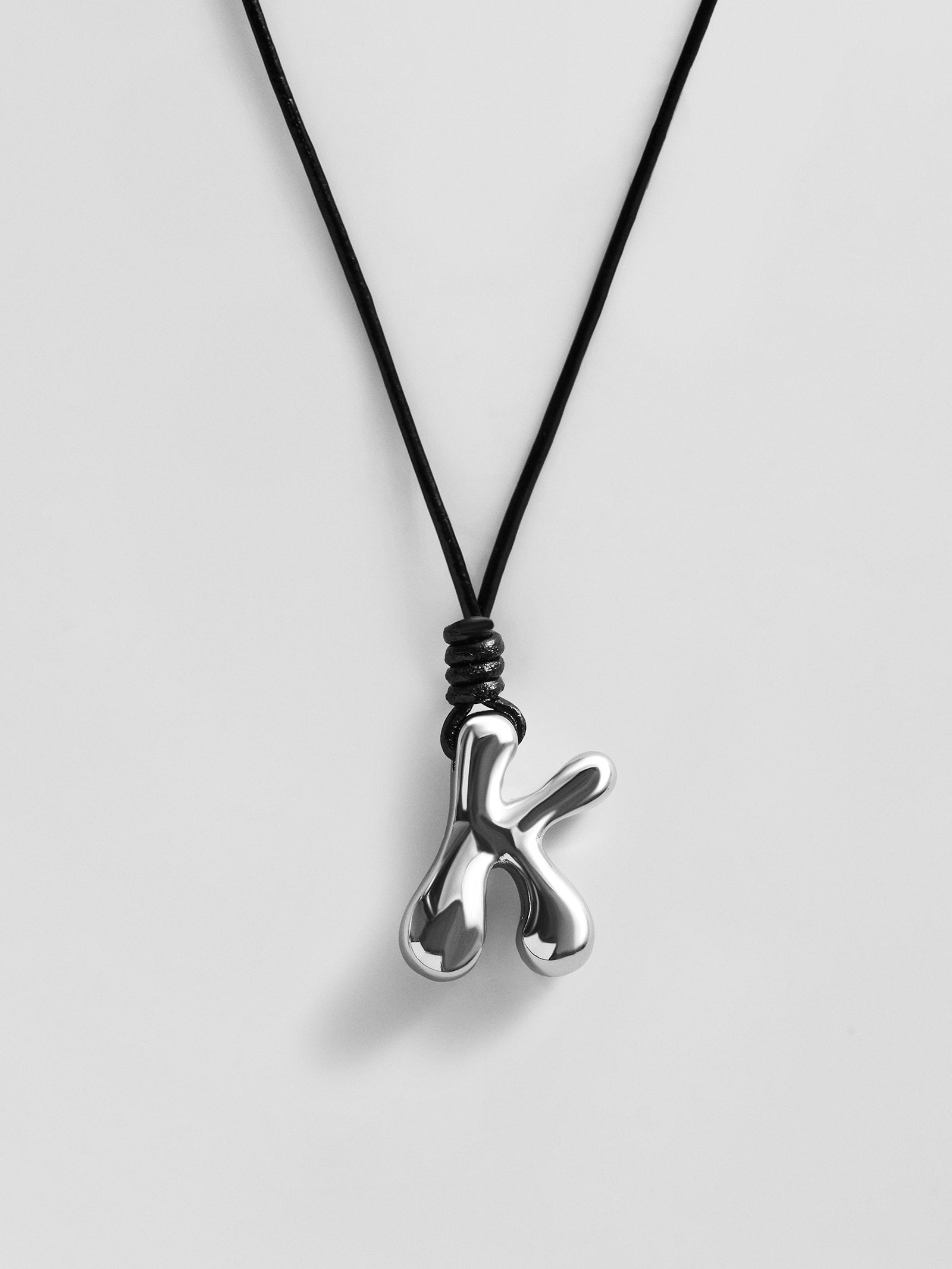 Cord Initial Necklace - Silver
