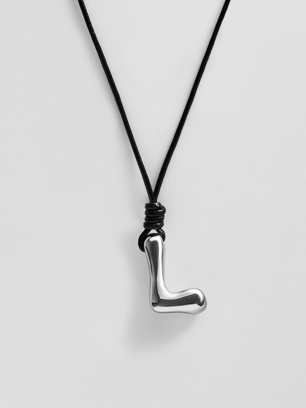 Cord Initial Necklace - Silver