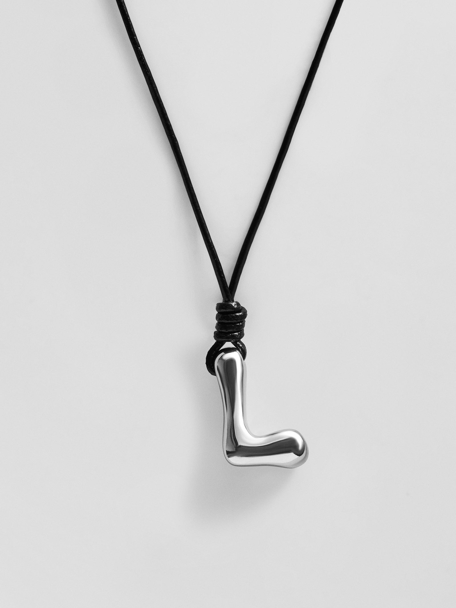Cord Initial Necklace - Silver
