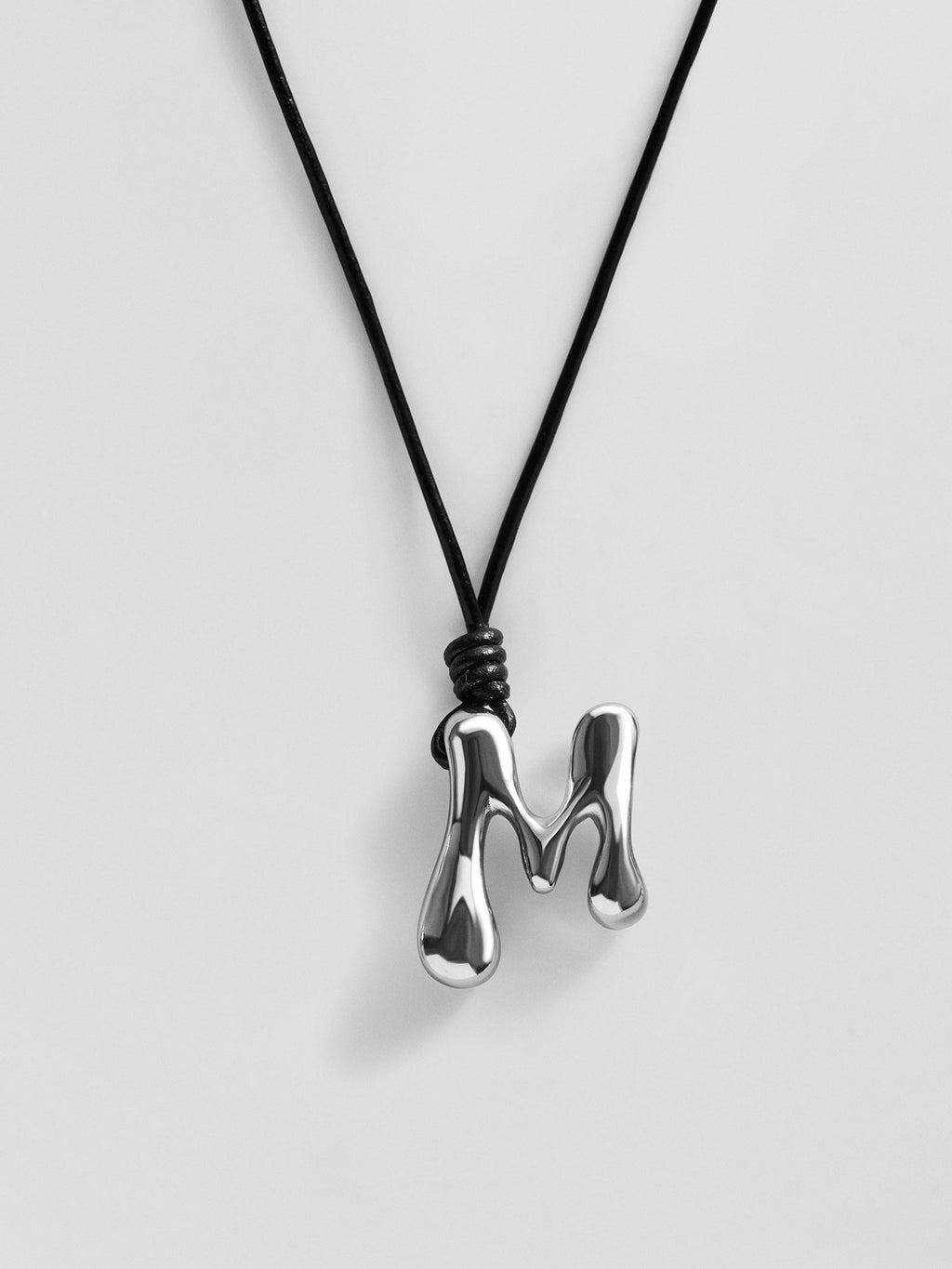 Cord Initial Necklace - Silver